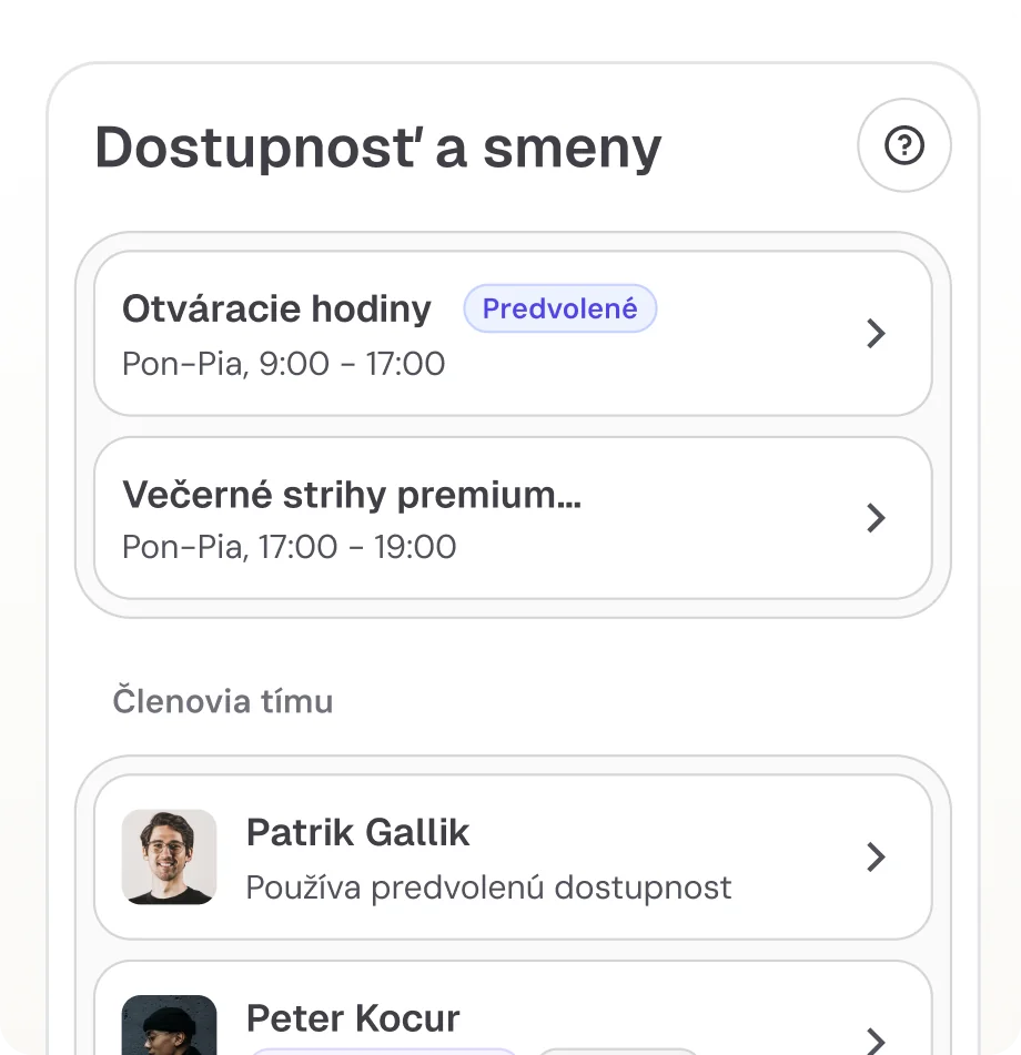 Pracovné smeny a rozvrhy