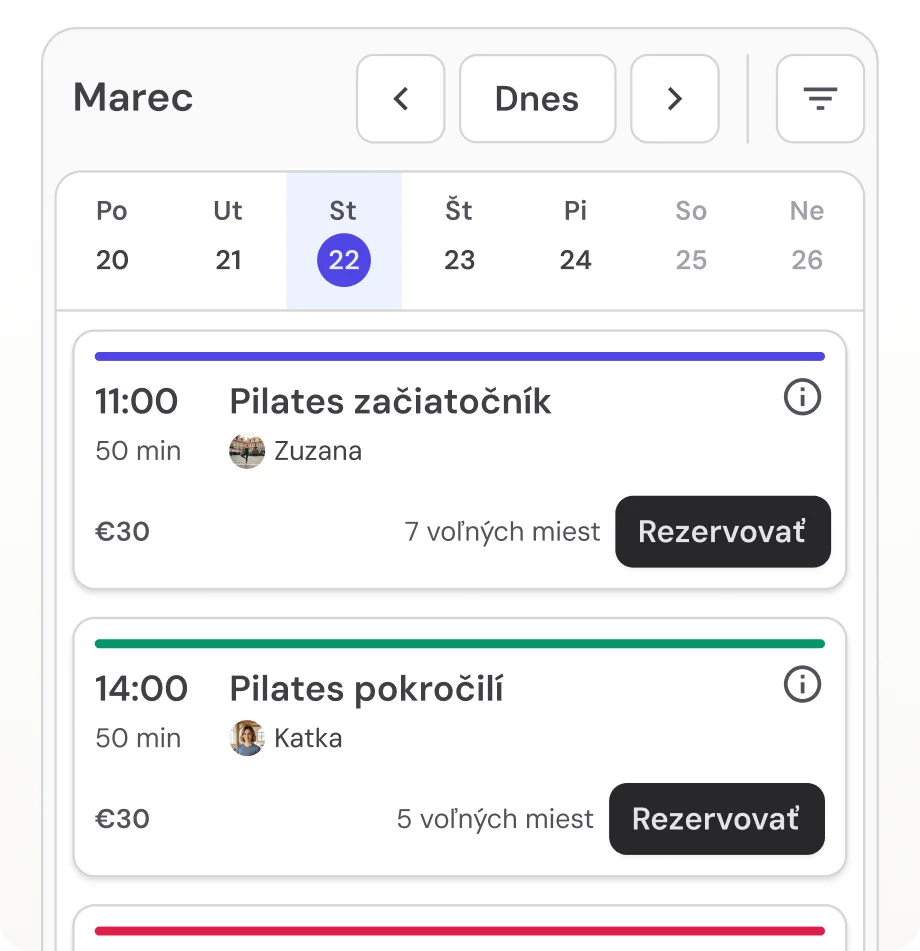 Rezervačný kalendár – skvelý pre lekcie