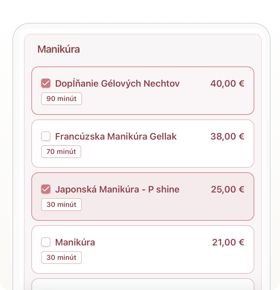 Výber viacerých služieb naraz