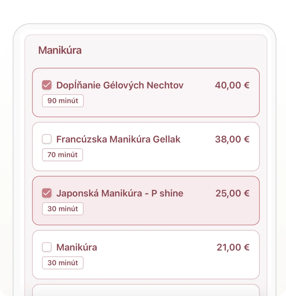 Výber viacerých služieb naraz